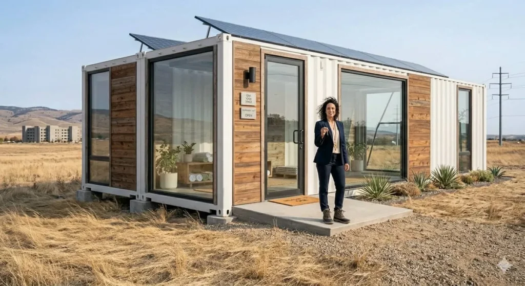 Prefab container house in a hot and dry climate