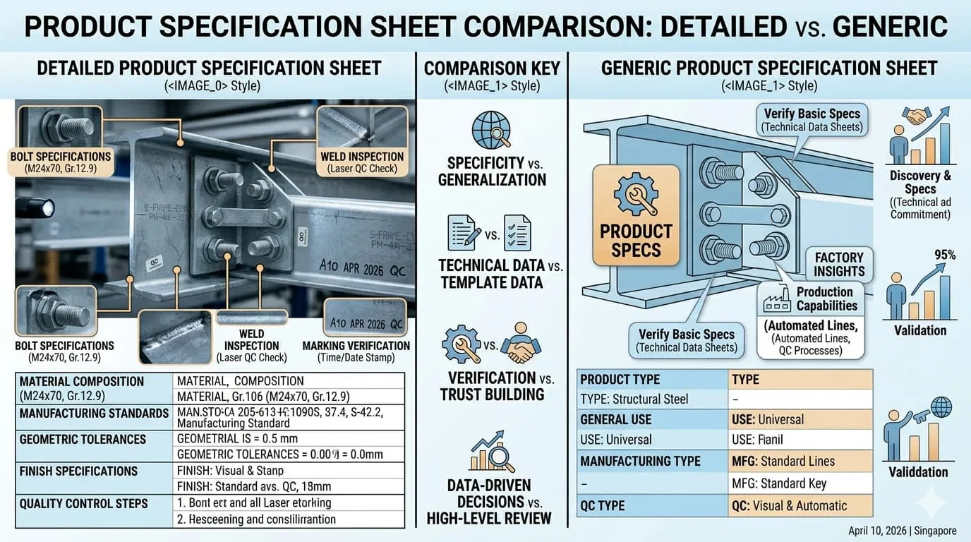 A split-screen image comparing a detailed product page with a generic one