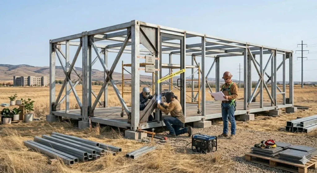 Steel frame construction that affects modular building service life