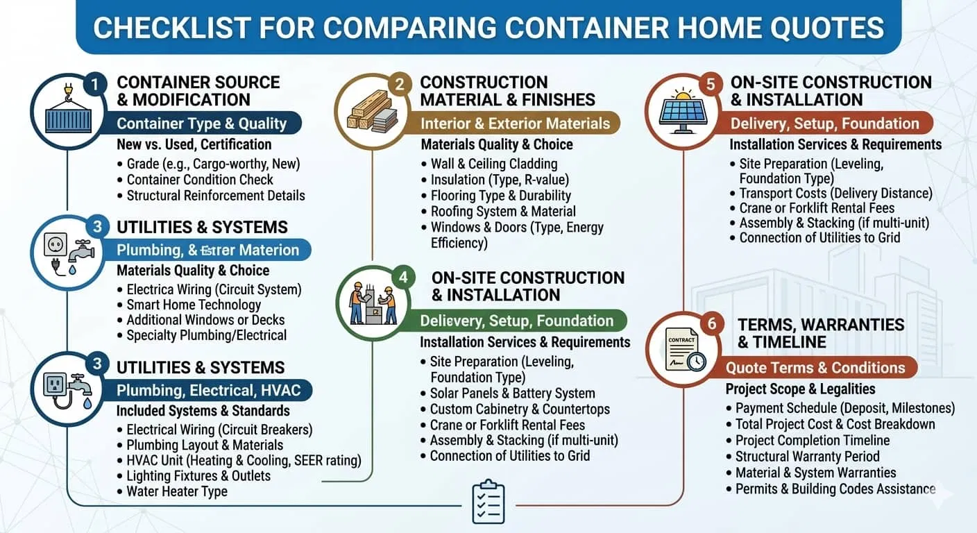 A checklist for comparing container home quotes